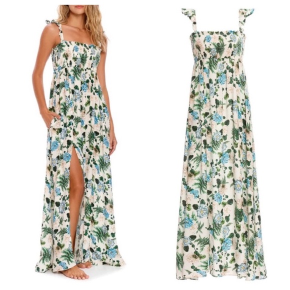 New! Agua Bendita Leandra Aine Smocked Maxi Dress Floral 1704 - Picture 1 of 13